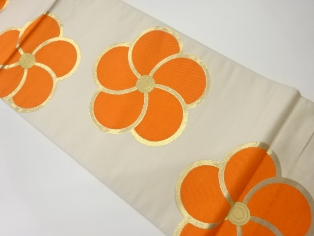 リサイクル　梅模様織出し本袋帯